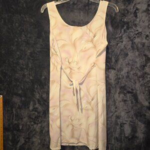 !990's Awesome Wear  Tan Tie Back Print Dress Size M